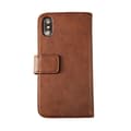 Rvelon Wallet Case Leather for iPhone X and XS - Brown Brun