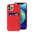 Silicone Case with Card Holder iPhone 12/12 Pro - Red Röd