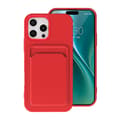 iPhone 16 Pro Silicone Case with Card Holder - Red Röd