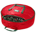 Pikkukuva 1 / 9: Joulukranssin säilytyskassi kestävät kahvat, kaksoisvetoketju, juhlava joulun repäisykestävä säilytysastia Red 60*18cm