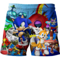 Miniatyrbillede 1 af 3: Børne 3D Sonic the Hedgehog Badeshorts Badebukser Strandtøj Gave B 120cm