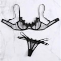 Miniatyrbild 3 av 5: Sexiga underkläder för damer, mesh, genomskinlig ögonfransbikini & låg stringtrosa