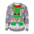 Miniatyrbild 1 av 4: Ful Jultröja med Rolig 3D-Design - Långärmad Pullover för Kvinnor och Män C 2XL