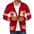 Miniatyrbild 1 av 5: Herr Cardigan Fula Jultröjor Renar Snöflinga Stickad Tröja Jul Toppar Red 2XL