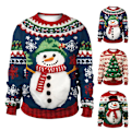 Miniatyrbillede 2 af 4: Julesweater Unisex Dame Herre Crewneck Grafisk Sweatshirt Strikket Sweatshirt Vinter Sød Crewneck Jule Pullover Toppe C L
