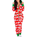 Miniatyrbillede 1 af 4: Julepyjamas til kvinder Juleprint Hætte Jumpsuit Pyjamas Jumpsuit Loungewear Tøj Lynlås E M