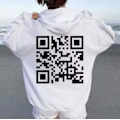 Miniatyrbild 6 av 8: Rolig FU QR-kod Hoodie QR-kod Hoodie Unisex Rolig Skämt Skanningsbar Grafisk Tryckt Tröja med Huva Black L