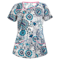 Miniatyrbillede 1 af 3: Dame Printet Medicinsk Uniform Sygepleje Scrub Kortærmet Lomme T-Shirt Toppe #11 S