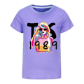 Miniatyrbild 1 av 3: Barn Ungdom Taylor Swift Tryckt T-shirt / Träningsset Swiftie Toppar Tee Kläder Purple 160cm