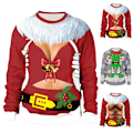 Miniatyrbillede 2 af 4: Grim Julesweater Sjov 3D Sweater Langærmet Pullover til Kvinder Mænd B 2XL