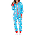 Miniatyrbillede 1 af 4: Julepyjamas til kvinder Juleprint Hætte Jumpsuit Pyjamas Jumpsuit Loungewear Tøj Lynlås D M