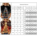 Miniatyrbilde 3 av 3: Juletrøyer for kvinner Glitter Juletre 3/4 Erme Rund Hals Topp Løse Bluser Pyntet Hverdags Pluss Størrelse Grafiske T-skjorter Høstklær 2024 #2 XL
