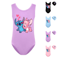 Miniatyrbild 2 av 3: 2024 Barn Lilo Stitch Badkläder Baddräkt Set Strand Simning Surfdräkt+Badmössa Set Black 130cm