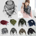 Miniatyrbillede 2 af 3: Unisex Vinter KeffIyeh Arabisk Tørklæde Hær Hals Wrap Sjal Tørklæder Kaki