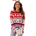 Miniatyrbillede 1 af 5: Dame Jule Pullover Sweater Langærmet Strikket Sweat Xmas Grim Pullover Toppe B M