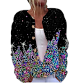 Miniatyrbild 1 av 4: Ful Jultröja för Kvinnor Söt Jul Öppen Framknappad Cardigan Stickad Ytterkläder Kavaj C 3XL
