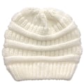 Miniatyrbilde 2 av 5: Dame Rotete Strikket Hestehale Lue Ensfargede Ullcaps white