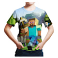 Miniatyrbilde 1 av 3: Gutter Minecrafts Motiv T-skjorte Kort Erm Graphic Trykt Topper Gaver C 120cm