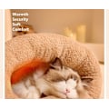 Miniatyrbild 6 av 7: Vintervarm Sovsäck för Katter Mjuk Plysch Katthideout Snuggle Sack Katthåla Säng för Innekatter Beige M