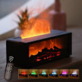 Miniatyrbilde 1 av 10: Mini Peis Diffuser Luftfukter, Simulert Peisflamme Luftfukter med Fire Light Effekt, 150ml Cool Mist Luftfukter med 7 Farger som Endres Black
