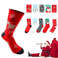 Miniatyrbild 4 av 7: Dam Jul Tomte Ren Tryckt Termiska Vinterstrumpor Julklappar Red Snowflake 1 Pair