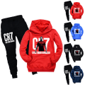 Miniatyrbild 3 av 6: CR7 Barn Pojkar Flickor Hoodie Tröja med Huva Pullover Sweatshirt Byxor Träningsset Gåva Red 150cm