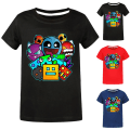 Miniatyrbilde 3 av 6: Barn Gutter Jenter Geometry Dash Trykk Bluse Sommer Kort Ermet T-skjorte Tee Topp Navy blue 150cm