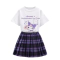 Miniatyrbild 1 av 8: Småbarn Barn Kuromi Klänning Kostym Flickor T-shirt Plisserad Kjol Outfit Klänningar White 160cm