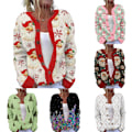 Miniatyrbillede 3 af 4: Grim Julesweater til Kvinder Sød Jul Åben Front Knap Cardigan Sweaters Efterår Vinter Strikket Overtøj Frakke F XL