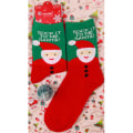 Miniatyrbilde 1 av 7: Dame Julenisse Reinsdyr Trykte Termiske Vintersokker Julegaver Red Santa Claus 1 Pair
