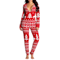 Miniatyrbilde 1 av 6: Damebukser Dame Langermet Juleprintet Jumpsuit Pyjamas Xmas Tree S