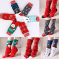 Miniatyrbillede 3 af 7: Dame Jul Julemand Rensdyr Print Termiske Vinter Sokker Julegaver Red Snowflake 1 Pair