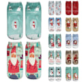 Miniatyrbilde 2 av 4: Julesokker med Santa og snømann for kvinner og menn - lave ankelsokker Snowman 1 Pair