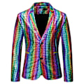 Miniatyrbillede 1 af 4: Herre V-hals En Knap Blazer Jakkesæt Fest Bryllup Glitter Paillet Skinnende Frakke Jakke Multicolour XL