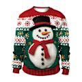 Miniatyrbilde 1 av 4: Julegenser Unisex Dame Herre Rund hals Grafisk Genser Strikket Genser Vinter Søt Rund hals Julegenser Topper A XL