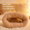 Miniatyrbild 4 av 7: Vintervarm Sovsäck för Katter Mjuk Plysch Katthideout Snuggle Sack Katthåla Säng för Innekatter Beige M
