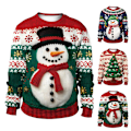 Miniatyrbillede 3 af 4: Julesweater Unisex Dame Herre Crewneck Grafisk Sweatshirt Strikket Sweatshirt Vinter Sød Crewneck Jule Pullover Toppe C 2XL