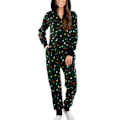 Miniatyrbillede 1 af 4: Julepyjamas til kvinder Juleprint Hætte Jumpsuit Pyjamas Jumpsuit Loungewear Tøj Lynlås A L