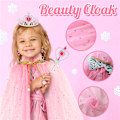 Miniatyrbild 5 av 7: Prinsessakapset för Liten Flicka, Prinsesskläder för Utklädning med Kapp och Klocka för Flickor 3-8 År, Födelsedagspresent C