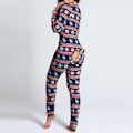 Miniatyrbilde 2 av 6: Damebukser Dame Langermet Juleprintet Jumpsuit Pyjamas Royal Blue XL