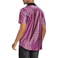 Pikkukuva 4 / 7: Disco-asu Hipster Miesten 70-luvun 80-luvun Kiiltävät Paljettipaidat Metallinhohtoiset Juhlapaita Lyhythihaiset Nappipaidat Hauska Yökerhopaita Purple 2XL