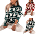 Miniatyrbilde 2 av 3: Unisex Stygg Genser Mote Chic Jule Strikk Juletrær Trykt Rund Hals Genser Fritid Varm Klassisk Topper Red XL