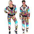 Pikkukuva 1 / 6: 80-luvun asu miehille, Retro 90-luvun verryttelypuku rento asu, urheiluvaatteet housut hippiasut pariskuntien yhteensopivat asut Halloween Cosplay -vaatteet C S