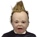 Pikkukuva 4 / 5: Pelottavat ja hilpeät lateksipäähineet, itkevä punk-vauva, realistinen itkevä punk-vauva uutuus Halloween-naamiaisasu lateksipää