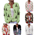 Miniatyrbillede 2 af 4: Grim Julesweater til Kvinder Sød Jul Åben Front Knap Cardigan Sweaters Efterår Vinter Strikket Overtøj Frakke C M