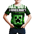 Miniatyrbild 1 av 3: Barn Pojkar Minecrafts Motiv T-shirt Kortärmad Grafisk Tryckt Topp Presenter D 140cm