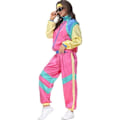 Miniatyrbild 2 av 5: Dam- och Herr 80-tals Disco Tracksuit Vindjacka Byxor Hippie Kostymer Par Matchande Kläder Halloween Cosplay Kläder Pink Blue XL