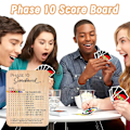 Pikkukuva 8 / 10: Phase 10 Pistetaulukot 8 Värillisellä Tapilla, 2025 Puinen Phase 10 Pistetaulu ja Kierroslaskuri, Klassiset Perhe- ja Aikuisten Korttipelit