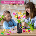 Miniatyrbild 5 av 7: Konstgjorda Tulpanblommor Bukett Byggstenar Set med Vas, 1250 st DIY Byggstenar Botaniska för Heminredning