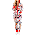 Miniatyrbillede 1 af 4: Julepyjamas til kvinder Juleprint Hætte Jumpsuit Pyjamas Jumpsuit Loungewear Tøj Lynlås C M